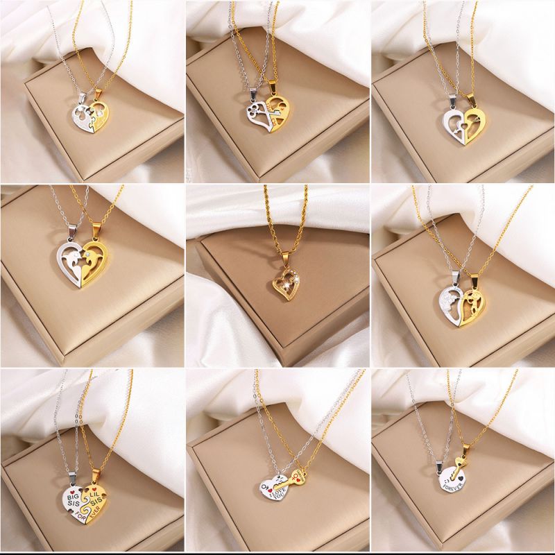 Conjunto De Collar De Corazón De Delfín De Acero Titanio