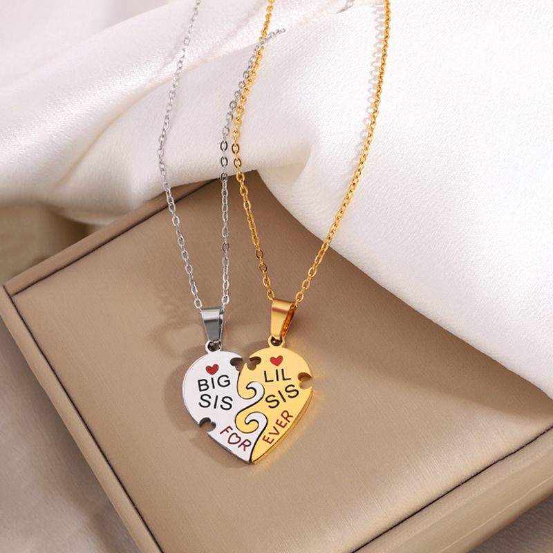 Conjunto De Collar De Corazón De Acero Titanio.