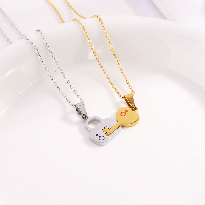 Juego De Collar Con Cerradura De Llave De Acero De Titanio.