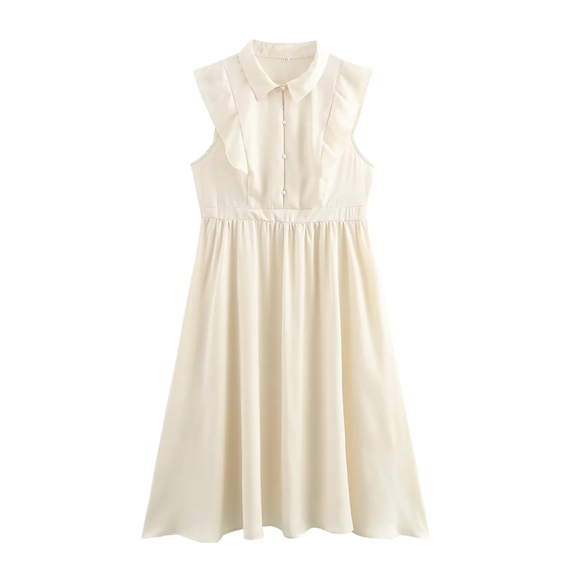 (talla Grande) Vestido Largo Sin Mangas Con Volantes