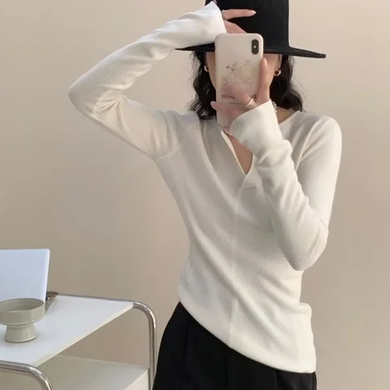 Top De Punto Con Manga Acampanada Y Cuello De Tijera Elástico Alto
