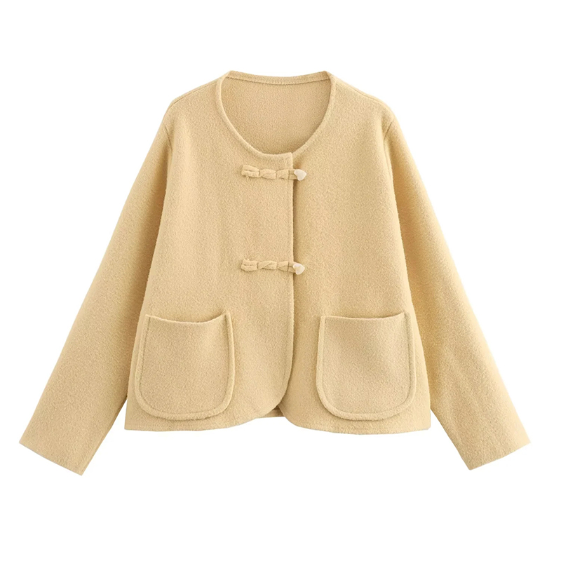 Chaqueta Con Bolsillo Grande Con Botones De Corazón Falsos De Doble Cara