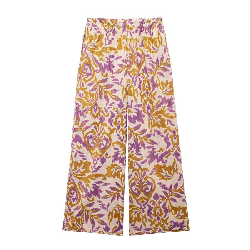 Pantalón Recto Con Estampado Metalizado