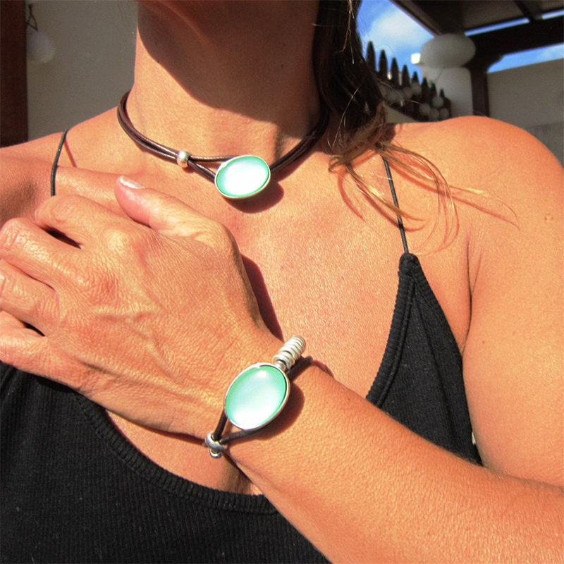 Pulsera Ovalada Geométrica De Aleación