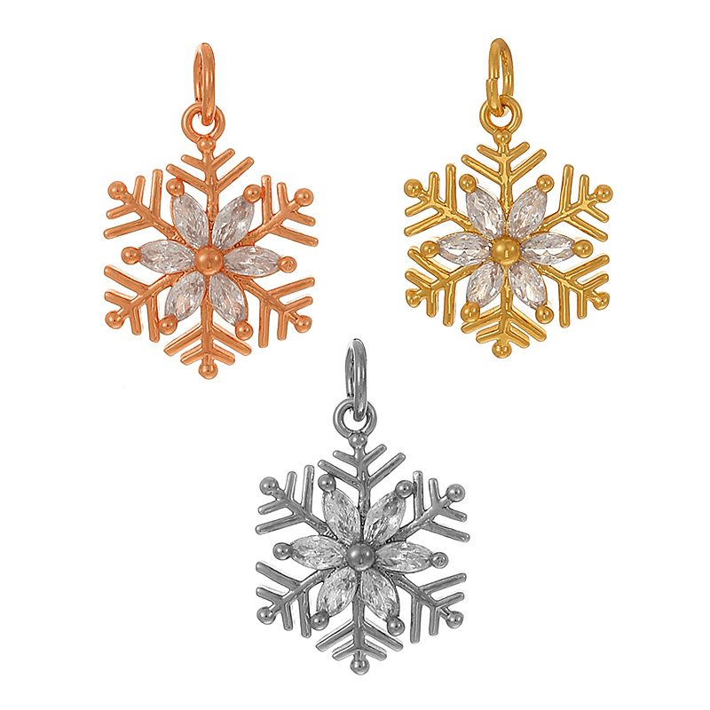 Accesorios De Copo De Nieve De Circón Con Incrustaciones De Cobre
