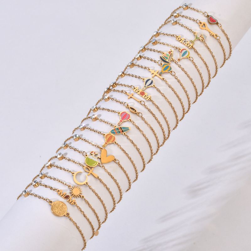 Pulsera De Amor Con Globo Aerostático Cruzado De Acero Inoxidable