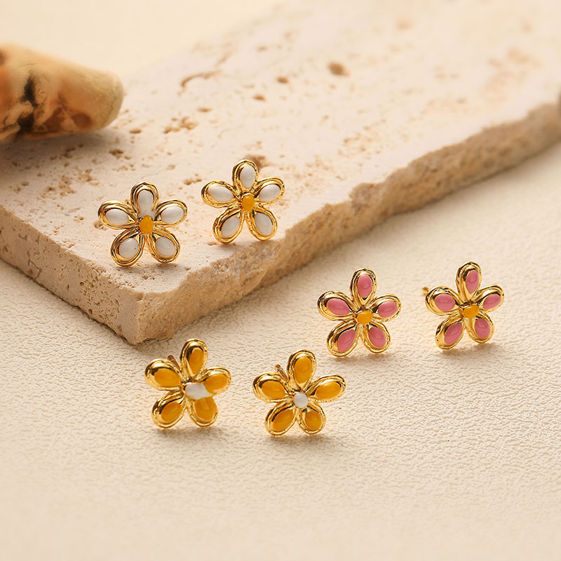 Pendientes De Flores De Goteo De Aceite De Cobre