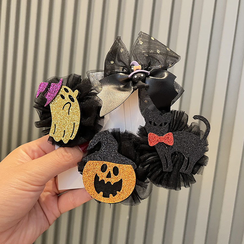 Tela Halloween Pelo Calabaza Fantasma Diablo Niños Pinza De Pelo