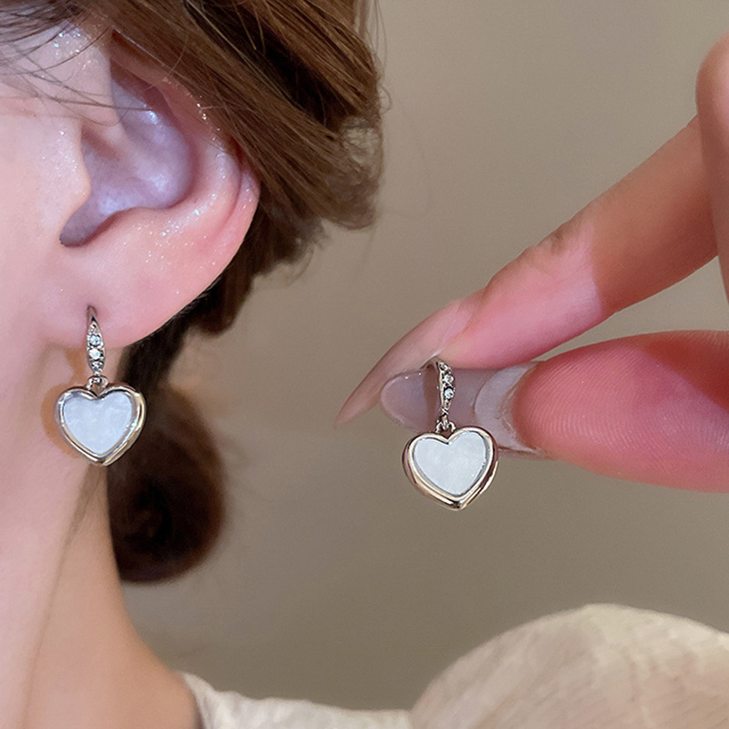 Pendientes De Corazón De Aleación Y Diamantes