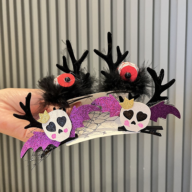 Tela Halloween Pelo Calabaza Fantasma Diablo Niños Pinza De Pelo