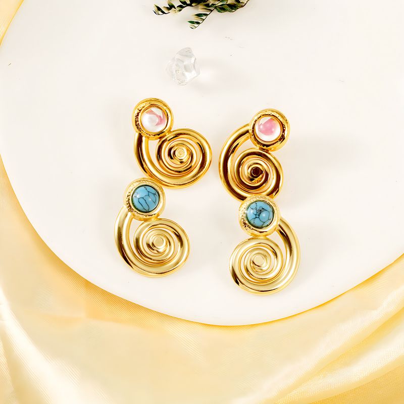 Pendientes De Espiral De Sol De Acero Inoxidable