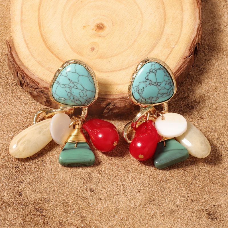 Pendientes Irregulares De Aleación De Color Turquesa.
