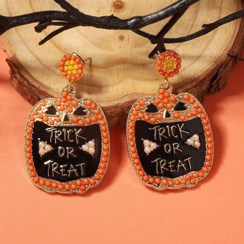 Pendientes De Calabaza Con Letras De Cuentas De Arroz De Dibujos Animados