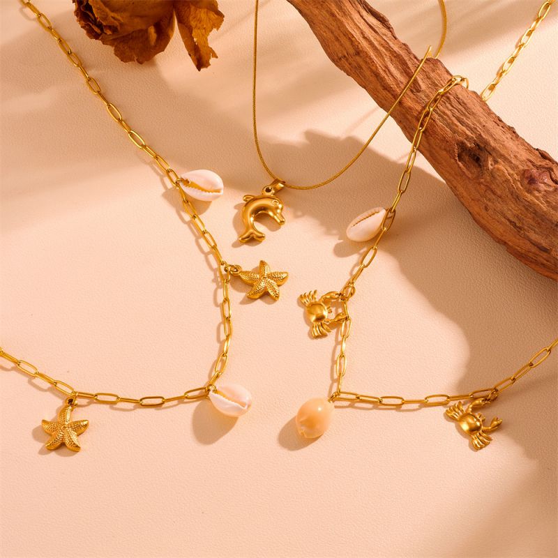 Collar De Delfín De Acero De Titanio