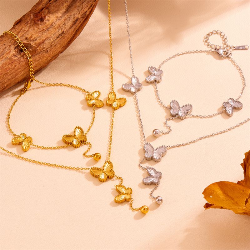 Pulsera De Mariposa De Acero Y Titanio