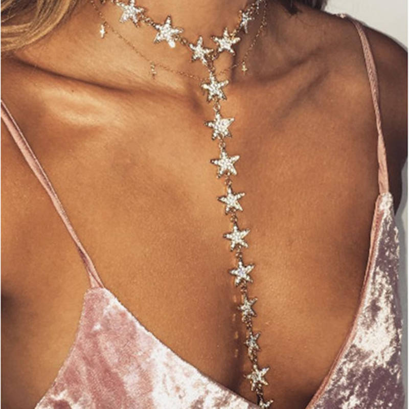 Collar De Aleación Con Forma De Y Y Estrella De Cinco Puntas