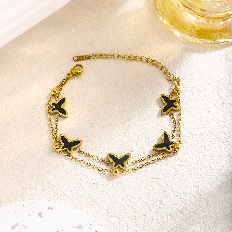 Pulsera De Acero Inoxidable Con Forma De Mariposa Y Concha