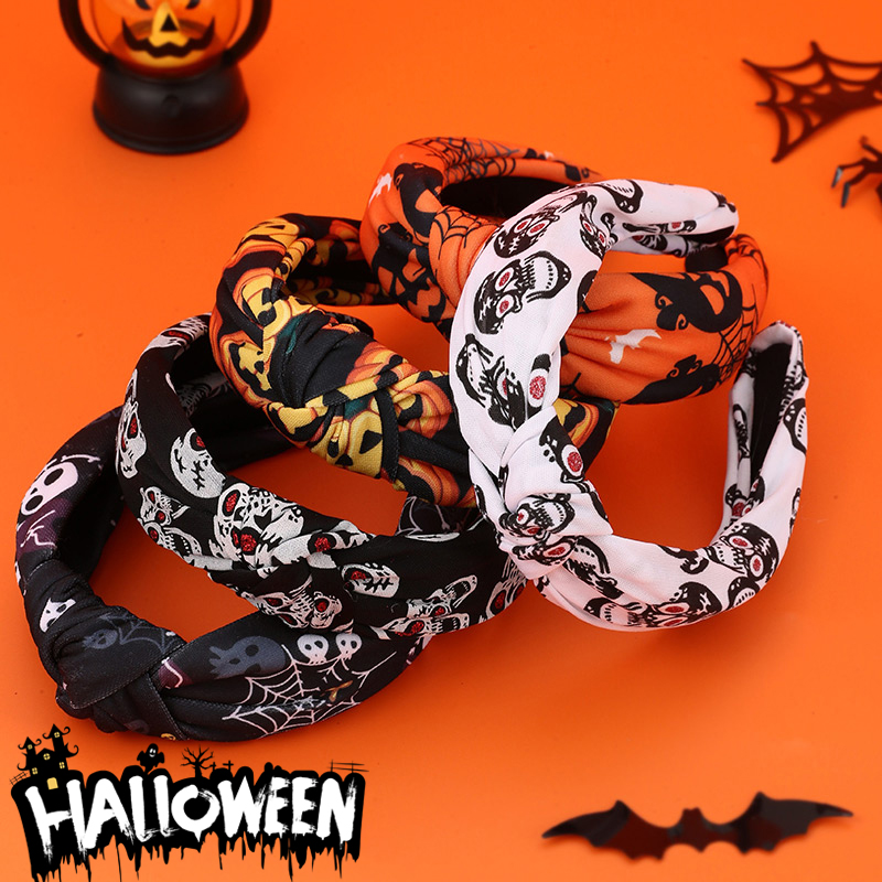 Diadema Anudada De Tela Estampada De Halloween