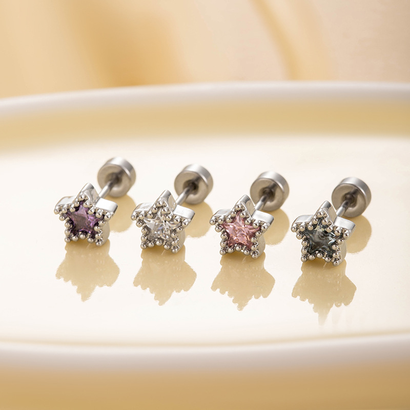 Pendientes De Acero De Titanio Con Diamantes Para Cartílago (individual)