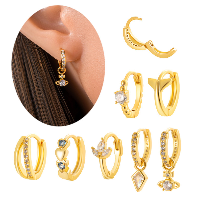 Pendientes Geométricos De Metal Con Diamantes (individual)