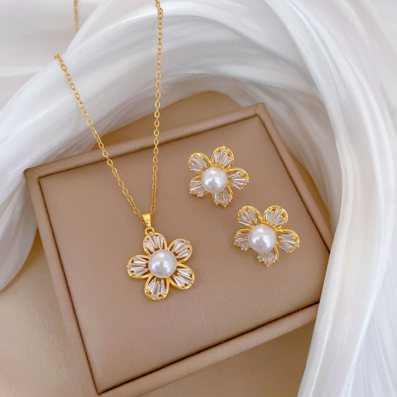Pendientes De Flor De Diamante De Acero De Titanio
