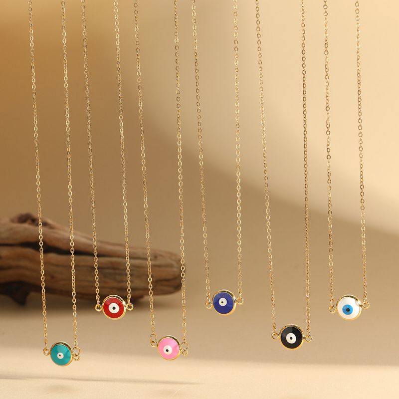 Collar De Cobre Con Forma De Gota De Aceite Y Ojo Redondo