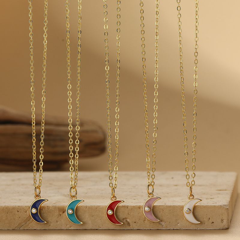 Collar De Luna De Cobre Y Diamantes