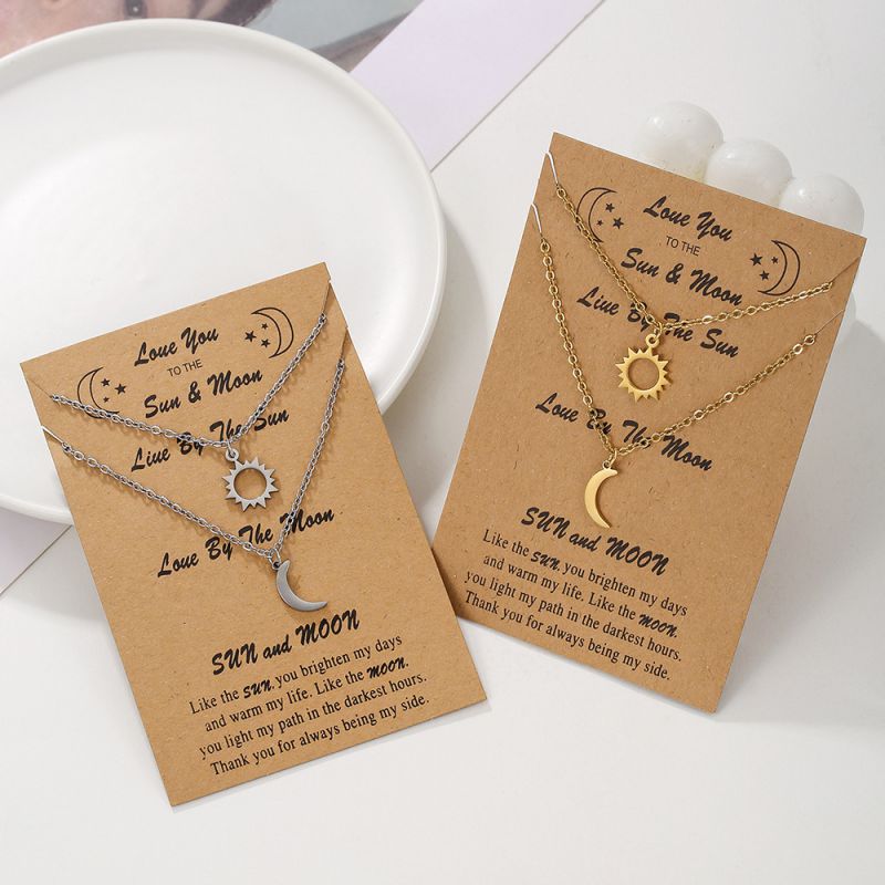 Conjunto De Collar De Acero Inoxidable Con Forma De Estrella Y Luna