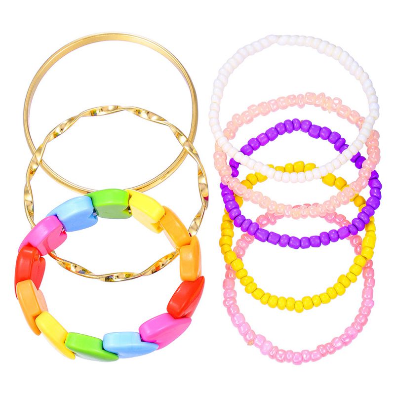 Conjunto De Pulseras Geométricas Con Cuentas De Arroz