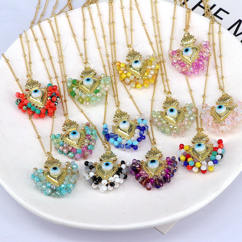 Collar Con Ojos De Corazón Y Cristales Envolventes