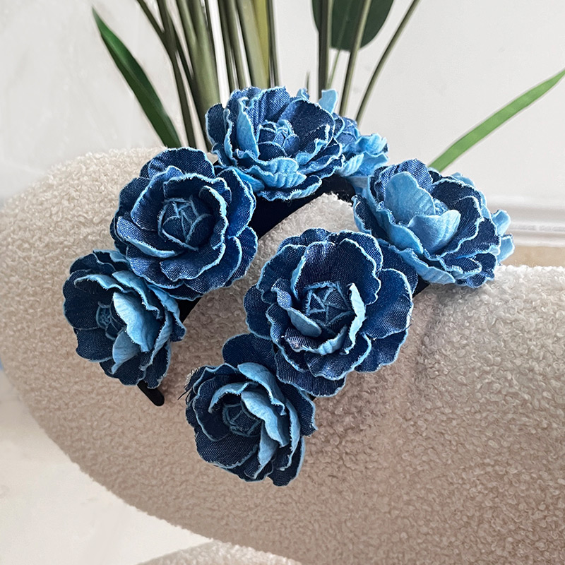 Diadema De Flores De Tela Vaquera (5 Piezas)