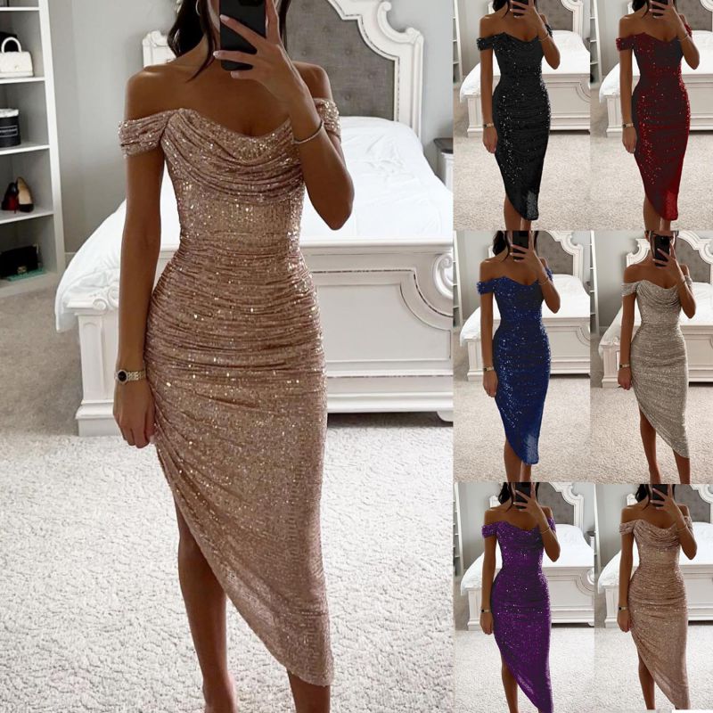 Vestido Plisado De Lentejuelas