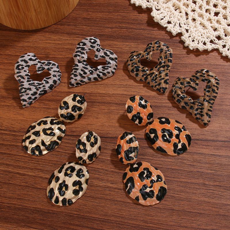 Pendientes De Aleación Con Forma De Gota De Leopardo