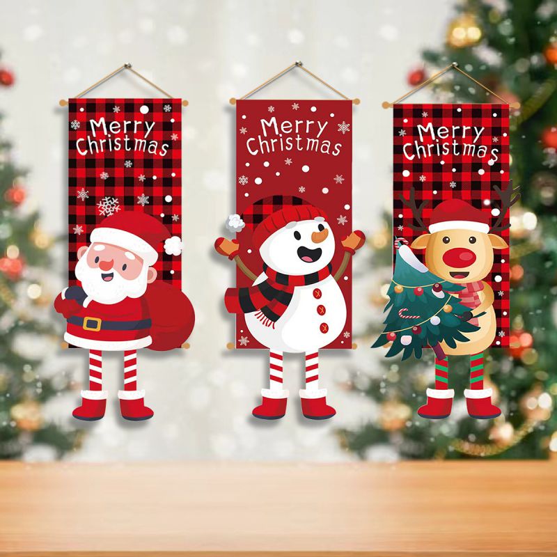 Bandera Colgante Con Estampado Navideño