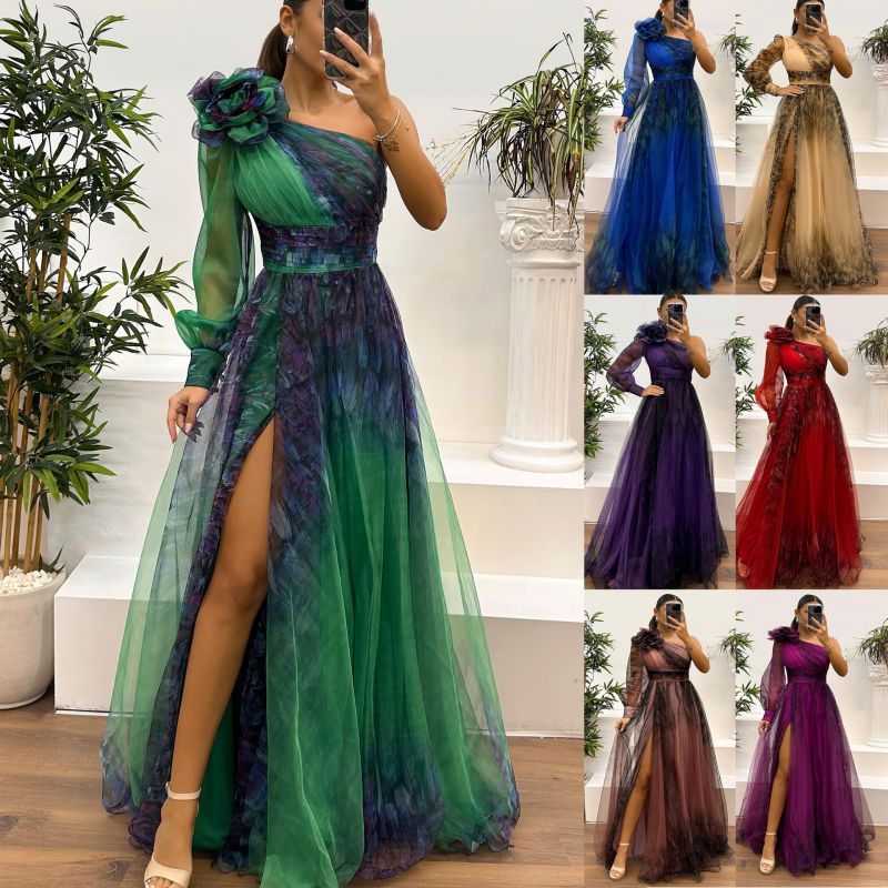 Vestido Estampado De Malla Con Hombros Descubiertos