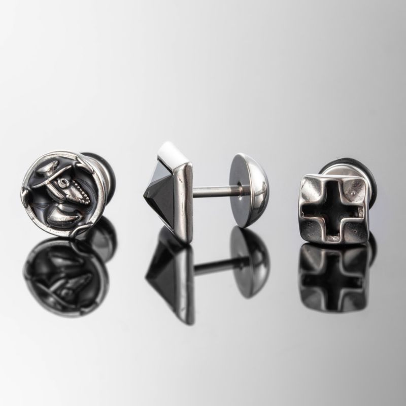 Pendientes Geométricos De Acero Y Titanio Para Hombre [individuales]