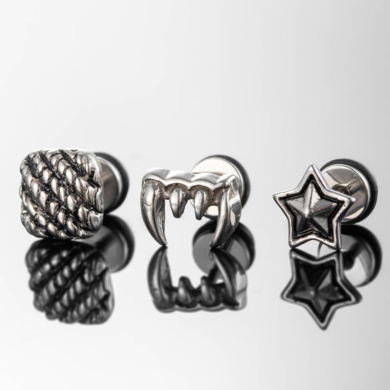 Pendientes Geométricos De Acero Y Titanio Para Hombre [individuales]