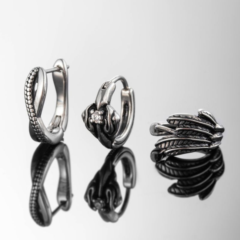 Pendientes Redondos Geométricos De Acero De Titanio Para Hombre [individuales]