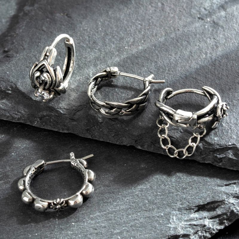Pendientes Geométricos De Acero Titanio Para Hombre [individuales]