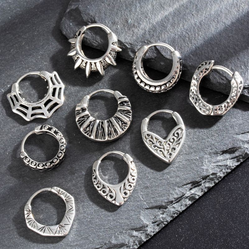 Pendientes Geométricos De Acero Titanio Para Hombre [individuales]