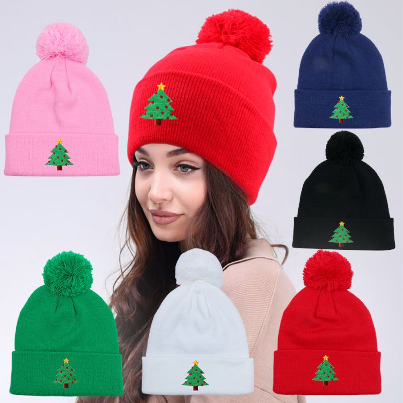 Gorro Con Bordado De Árbol De Navidad