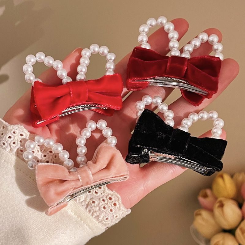 Pinza Para El Pelo Para Niños Con Orejas De Conejo Y Perlas De Tela