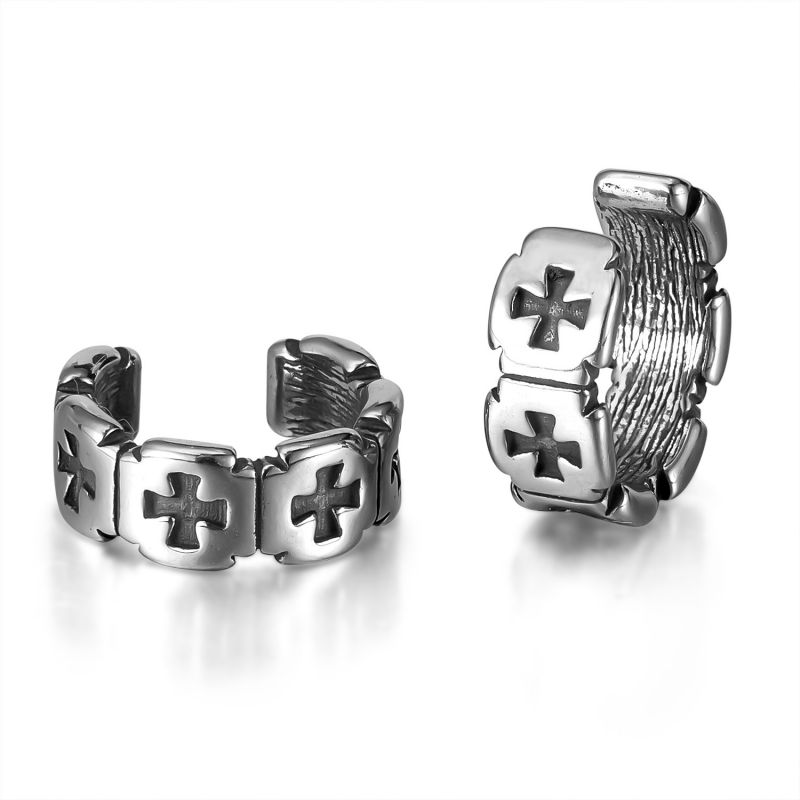 Clips De Oreja De Hombre En Forma De Cruz De Acero Inoxidable