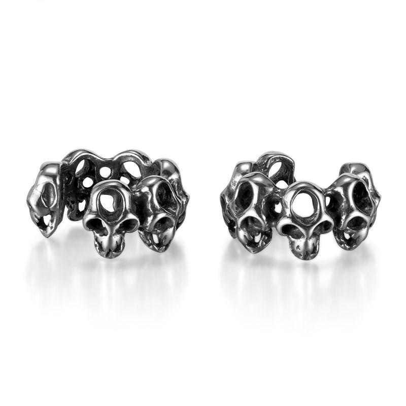 Clips Para Las Orejas De Hombre Con Calavera Hueca De Acero Inoxidable