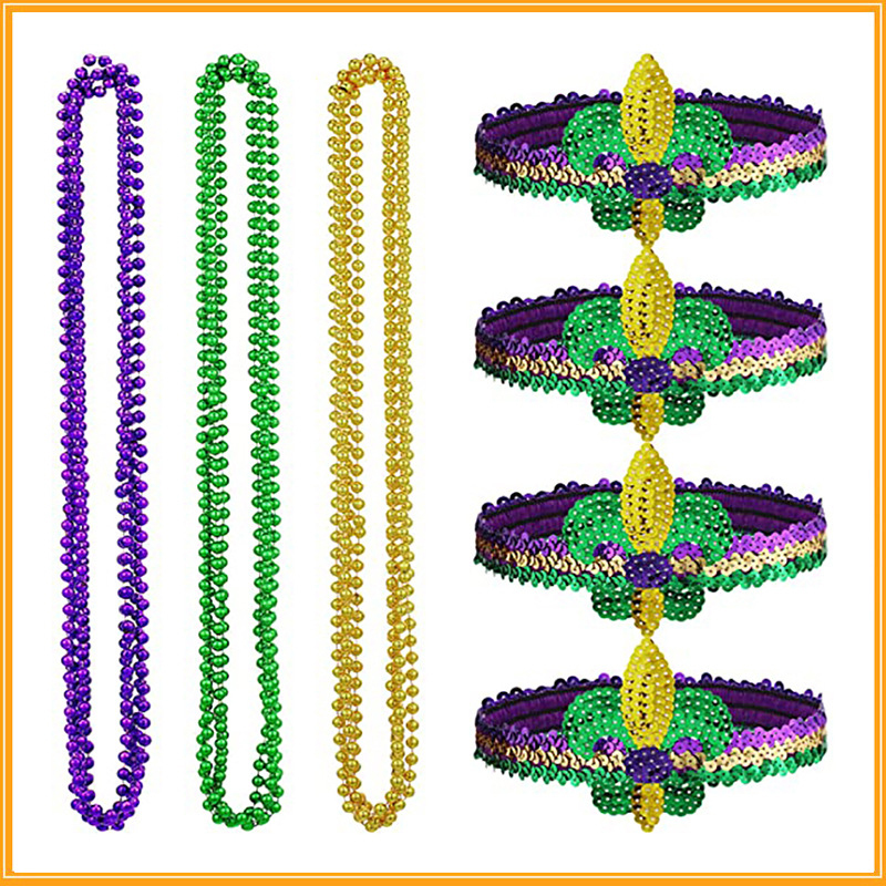 Conjunto De Diadema De Lentejuelas Mardi Gras