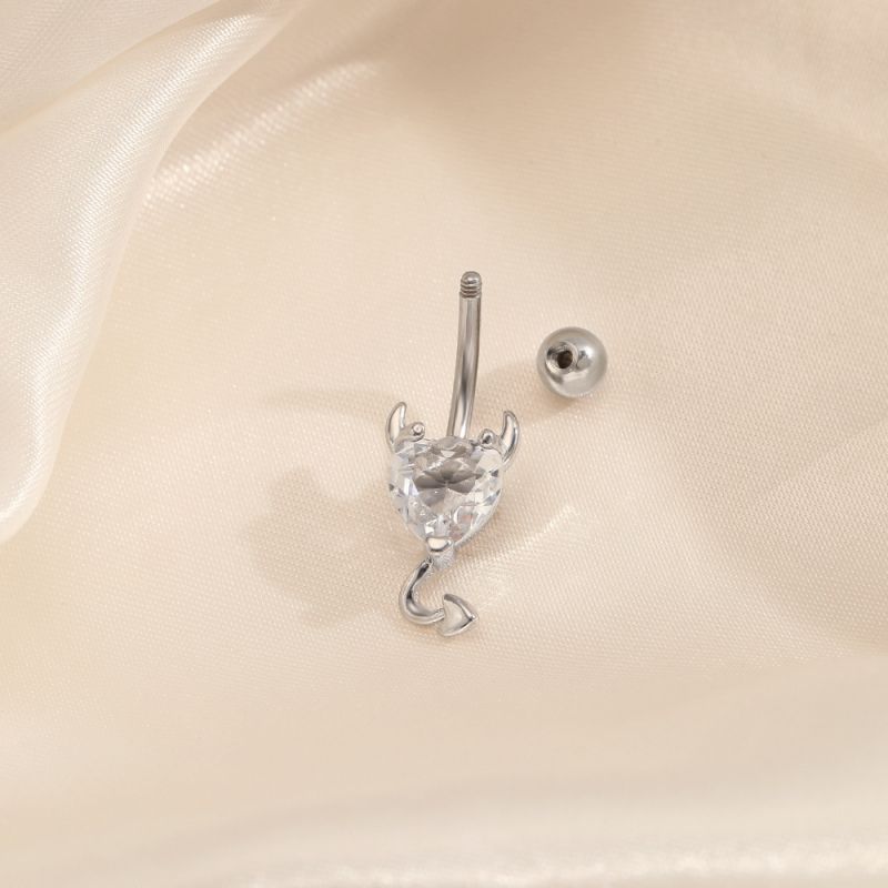 Uña Piercing Ombligo Corazón Diamante Metal
