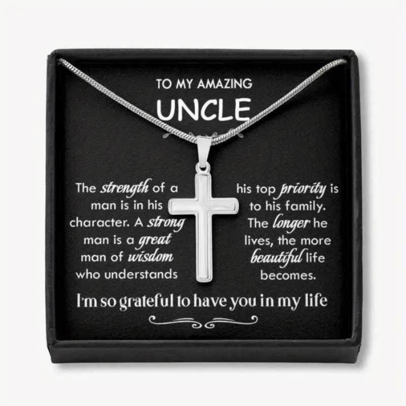 Collar De Hombre Con Cruz De Acero Inoxidable