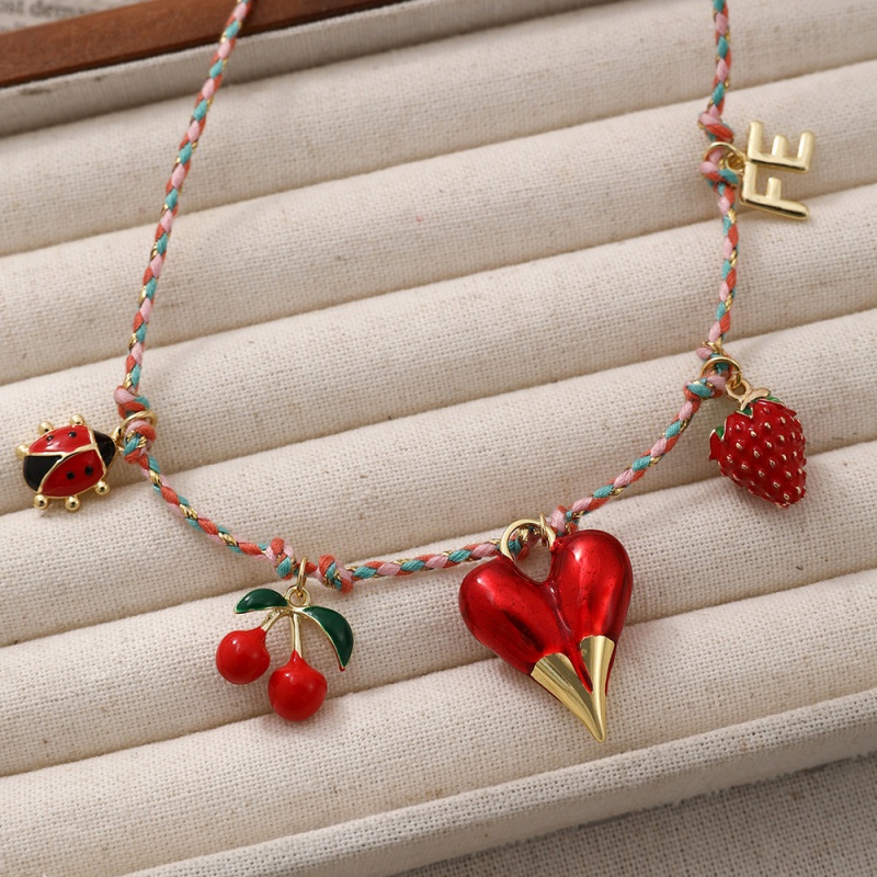 Collar Trenzado Con Letra De Fruta Del Amor Y Goteo De Aceite De Cobre