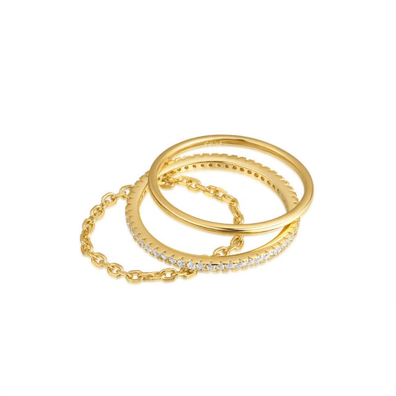 Conjunto De Anillos Redondos De Plata Y Diamantes