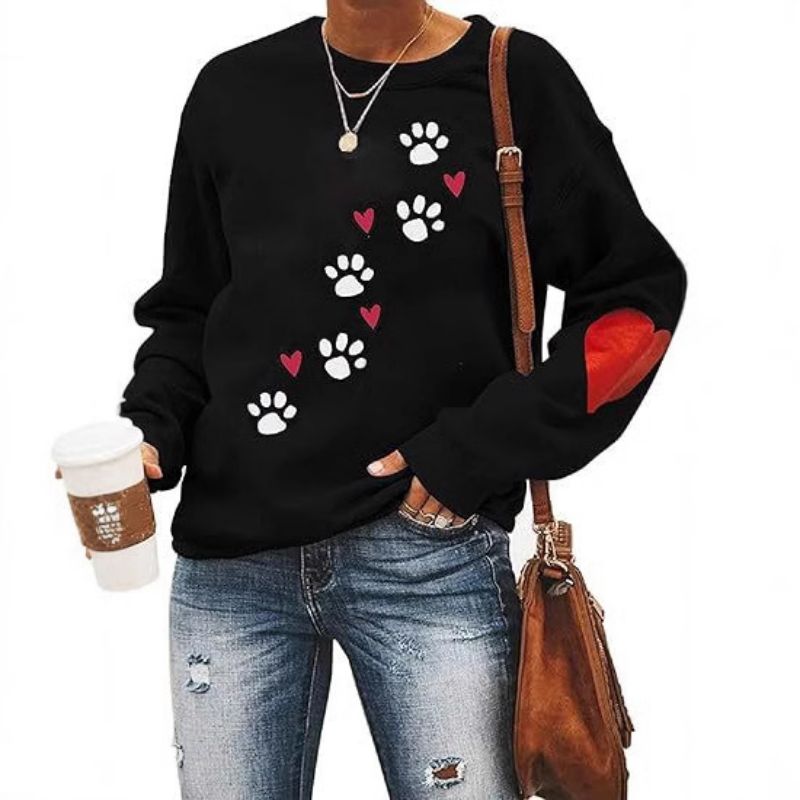 Sudadera De Poliéster Con Cuello Redondo Y Estampado De Corazones